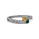 2 - Orane Citrine and Emerald with Side Diamonds Bypass Ring 