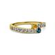 2 - Orane Citrine and Blue Diamond with Side Diamonds Bypass Ring 