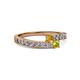 2 - Orane Citrine and Yellow Diamond with Side Diamonds Bypass Ring 