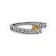 2 - Orane Citrine and Diamond with Side Diamonds Bypass Ring 