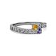2 - Orane Citrine and Iolite with Side Diamonds Bypass Ring 