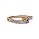 2 - Orane Citrine and Iolite with Side Diamonds Bypass Ring 