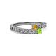 2 - Orane Citrine and Peridot with Side Diamonds Bypass Ring 