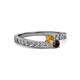 2 - Orane Citrine and Red Garnet with Side Diamonds Bypass Ring 