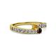 2 - Orane Citrine and Red Garnet with Side Diamonds Bypass Ring 