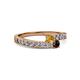 2 - Orane Citrine and Red Garnet with Side Diamonds Bypass Ring 