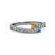 2 - Orane Citrine and Blue Topaz with Side Diamonds Bypass Ring 