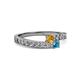 2 - Orane Citrine and London Blue Topaz with Side Diamonds Bypass Ring 