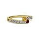 2 - Orane Citrine and Ruby with Side Diamonds Bypass Ring 