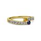 2 - Orane Citrine and Blue Sapphire with Side Diamonds Bypass Ring 