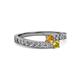 2 - Orane Citrine and Yellow Sapphire with Side Diamonds Bypass Ring 