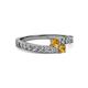 2 - Orane Citrine with Side Diamonds Bypass Ring 