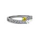 2 - Orane Yellow and White Sapphire with Side Diamonds Bypass Ring 