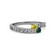 2 - Orane Yellow Sapphire and Emerald with Side Diamonds Bypass Ring 