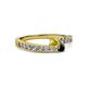 2 - Orane Yellow Sapphire and Black Diamond with Side Diamonds Bypass Ring 