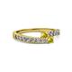 2 - Orane Yellow Sapphire and Yellow Diamond with Side Diamonds Bypass Ring 