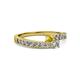 2 - Orane Yellow Sapphire and Diamond with Side Diamonds Bypass Ring 