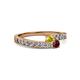 2 - Orane Yellow Sapphire and Ruby with Side Diamonds Bypass Ring 