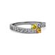2 - Orane Yellow Sapphire and Citrine with Side Diamonds Bypass Ring 