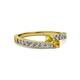 2 - Orane Yellow Sapphire and Citrine with Side Diamonds Bypass Ring 