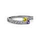 2 - Orane Yellow Sapphire and Iolite with Side Diamonds Bypass Ring 