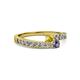 2 - Orane Yellow Sapphire and Iolite with Side Diamonds Bypass Ring 