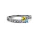 2 - Orane Yellow Sapphire and Aquamarine with Side Diamonds Bypass Ring 