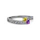 2 - Orane Yellow Sapphire and Amethyst with Side Diamonds Bypass Ring 