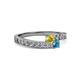2 - Orane Yellow Sapphire and London Blue Topaz with Side Diamonds Bypass Ring 