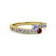 2 - Orane Tanzanite and Ruby with Side Diamonds Bypass Ring 