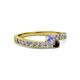 2 - Orane Tanzanite and Black Diamond with Side Diamonds Bypass Ring 