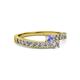 2 - Orane Tanzanite and Diamond with Side Diamonds Bypass Ring 