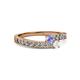 2 - Orane Tanzanite and White Sapphire with Side Diamonds Bypass Ring 