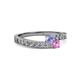 2 - Orane Tanzanite and Pink Sapphire with Side Diamonds Bypass Ring 