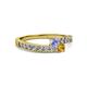2 - Orane Tanzanite and Citrine with Side Diamonds Bypass Ring 
