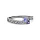 2 - Orane Tanzanite and Iolite with Side Diamonds Bypass Ring 