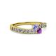 2 - Orane Tanzanite and Amethyst with Side Diamonds Bypass Ring 