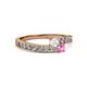 2 - Orane White and Pink Sapphire with Side Diamonds Bypass Ring 