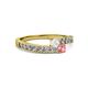 2 - Orane White Sapphire and Pink Tourmaline with Side Diamonds Bypass Ring 