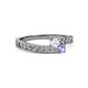 2 - Orane White Sapphire and Tanzanite with Side Diamonds Bypass Ring 