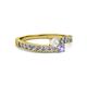 2 - Orane White Sapphire and Tanzanite with Side Diamonds Bypass Ring 