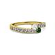 2 - Orane White Sapphire and Emerald with Side Diamonds Bypass Ring 
