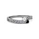 2 - Orane White Sapphire and Black Diamond with Side Diamonds Bypass Ring 