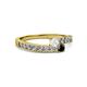 2 - Orane White Sapphire and Black Diamond with Side Diamonds Bypass Ring 