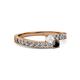 2 - Orane White Sapphire and Black Diamond with Side Diamonds Bypass Ring 