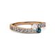 2 - Orane White Sapphire and Blue Diamond with Side Diamonds Bypass Ring 