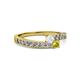 2 - Orane White Sapphire and Yellow Diamond with Side Diamonds Bypass Ring 