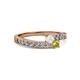 2 - Orane White Sapphire and Yellow Diamond with Side Diamonds Bypass Ring 