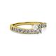 2 - Orane White Sapphire and Diamond with Side Diamonds Bypass Ring 