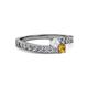 2 - Orane White Sapphire and Citrine with Side Diamonds Bypass Ring 